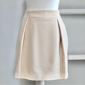 Hoss Intropia Cream Wool Front Pleated Tailored Mini Skirt Size 40 EU / 8 US